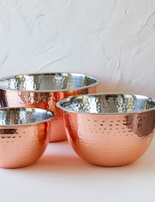 Hammered Copper Stainless Steel Mixing Bowls Set